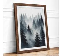Quiet Northern Forest Scandinavian Framed Wall Art Print A3 (42×29.7cm) Walnut, Wall Decor for Living Room, Bedroom, Office & Home, Ready to Hang, Art Gift