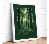 Quiet Northern Forest Scandinavian Framed Wall Art Print A3 (42×29.7cm) White, Wall Decor for Living Room, Bedroom, Office & Home, Ready to Hang, Art Gift