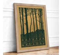Quiet Northern Forest Scandinavian Framed Wall Art Print A4 (29.7×21cm) Oak, Wall Decor for Living Room, Bedroom, Office & Home, Ready to Hang, Art Gift