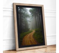 Quiet Northern Path Scandinavian Framed Wall Art Print A4 Oak