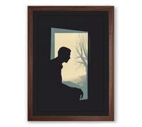 Quiet Observation Minimalist Framed Wall Art Print A1 (84.1×59.4cm) Walnut, Wall Decor for Living Room, Bedroom, Office & Home, Ready to Hang, Art Gift
