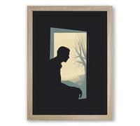Quiet Observation Minimalist Framed Wall Art Print A4 (29.7×21cm) Oak, Wall Decor for Living Room, Bedroom, Office & Home, Ready to Hang, Art Gift