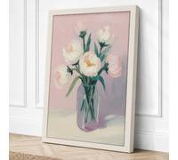 Quiet Peony Arrangement Canvas Wall Art Print 18x12 Inch