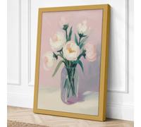 Quiet Peony Arrangement Canvas Wall Art Print 24x16 Inch