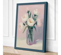 Quiet Peony Arrangement Canvas Wall Art Print 36x24 Inch