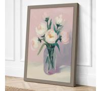 Quiet Peony Arrangement Canvas Wall Art Print 36x24 Inch