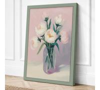 Quiet Peony Arrangement Canvas Wall Art Print 36x24 Inch
