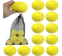 Quiet Pickleball, 12 pcs, PU Foam Decompression Ball, Low-Noise Indoor/Outdoor Practice, Soft for Beginners & Seniors, Garage Gym Driveway Use(yellow)