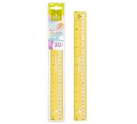 Quiet Plastic Rulers - Sweet Cake Rulers, Measures from 9 to 30 cm, Pastel Colours, with Plastic Case, for School or College Use - 30 cm Yellow