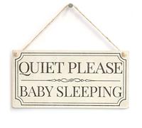 Quiet Please Baby Sleeping - Vintage Look Silence Please Home Accessory Gift Sign/Plaque for Sleeping Babies