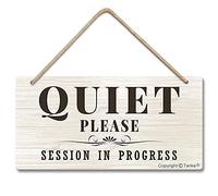 Quiet Please Session In Progress Wooden Sign 5X10 Inch Vintage Look Decoration Painting Sign for Home Kitchen Bathroom Farm Garden Garage Inspirational Quotes Wall Decor
