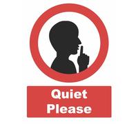 Quiet Please Silence Warning Sign Self Adhesive Gloss Decal Sticker 160mm x 125mm