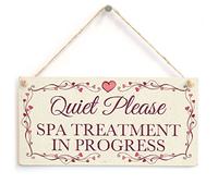Quiet Please Spa Treatment in Progress - Pretty Love Heart Frame Design Sign/Plaque