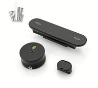 Quiet Push Bathroom Sliding Door Bolt with Vacant/Engaged Indicator, Black, Left Right Push Design for Public Restroom, 140mm
