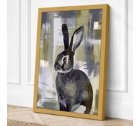 Quiet Rabbit Study Modern Canvas Wall Art Print 30x20 Inch (76 x 51 cm)