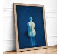 Quiet Reflection Minimalist Framed Wall Art Print A4 Oak