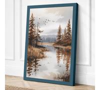 Quiet River Retreat Canvas Wall Art Print 18x12 Inch (46 x 30 cm)