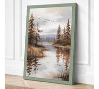 Quiet River Retreat Canvas Wall Art Print 18x12 Inch (46 x 30 cm)