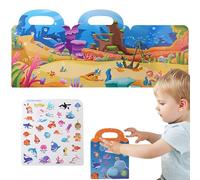 Quiet Sticker Book | Jelly Waterproof Quiet Paper - Early Education Learning Tool For Age 3+, Foldable With Handle For Boys Girls