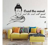 Quiet The Mind and The Soul Will Speak Quote Buddha Wall Sticker Religious Culture Vinyl Home Deocr Room Bedroom Decals 100x57cm