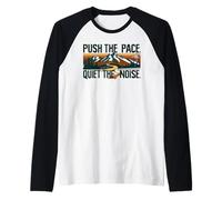 Quiet The Noise is Outdoor Hiking Motivation Raglan Baseball Tee