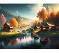 Quiet Village 3000 Piece Jigsaw Puzzles for Adults, Colourful, Challenging & Brainteasing Adult puzzles 3000 Pieces Autumn, Fun jigsaws for The Whole Family 48x32 inch