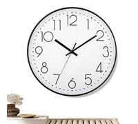 Quiet Wall Clock - 10-Inch Round Wall Clock | Battery-Operated Time Display Home Decoration for Renters Bedroom Living Room Nursery Bathroom Gym Workshop Classroom Workplace Sleep