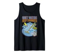 Quiet Waters Deep Thoughts Lover Fly Fishing Meditation Club Tank Top