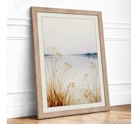 Quiet Waters Edge Minimalist Framed Wall Art Print A2 (59.4×42cm) Oak, Wall Decor for Living Room, Bedroom, Office & Home, Ready to Hang, Art Gift