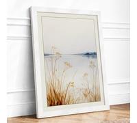 Quiet Waters Edge Minimalist Framed Wall Art Print A2 (59.4×42cm) White, Wall Decor for Living Room, Bedroom, Office & Home, Ready to Hang, Art Gift