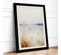 Quiet Waters Edge Minimalist Framed Wall Art Print A3 (42×29.7cm) Black, Wall Decor for Living Room, Bedroom, Office & Home, Ready to Hang, Art Gift