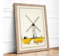 Quiet Windmill Minimalist Framed Wall Art Print A1 Oak