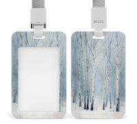 Quiet Winter Birch Forest ID Badge Holder Retractable Clip Card Holder Card Protector Name Badge Name Tag for Work Office Doctor Nurse