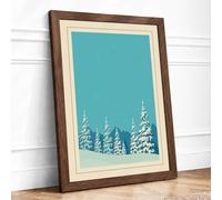 Quiet Winter Trees Scandinavian Framed Wall Art Print A2 (59.4×42cm) Walnut, Wall Decor for Living Room, Bedroom, Office & Home, Ready to Hang, Art Gift