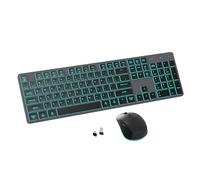 Wireless Keyboard and Mouse RGB Backlit Combo, Slim & Quiet, Rechargeable, Light Up, Jiggler Mouse, Tilt Angle, 2.4GHz Silent Keyboard Mouse for Mac Windows PC Computer, Laptop, Desktop (Space Gray)