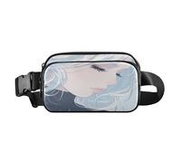 Quiet Women Light Blue Fashionable Fanny Waist Pack for Men Women Large Capacity Croose Body Purse with Adjustable Strap for Shopping Sports Work, Aesthetic Fighting Fish, One Size