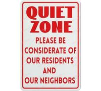 Quiet Zone Please Be Considerate Sign, 8x12 Inch Aluminum Metal | Neighborhood courtesy sign; durable aluminum asks residents and visitors to keep the quiet zone considerate.