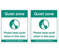 Quiet zone Please keep quiet when in this area (self adhesive vinyl safety label) (Pack of 2)