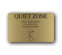 Quiet zone sign indicating a need for silence and consideration. Sign - 14.0x9.0cm Brushed Aluminium