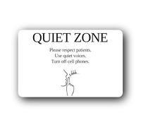 Quiet zone sign indicating a need for silence and consideration. Sign - 14.0x9.0cm Brushed Aluminium