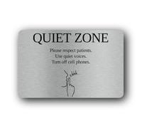 Quiet zone sign indicating a need for silence and consideration. Sign - 14.0x9.0cm Brushed Aluminium