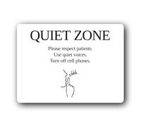 Quiet zone sign indicating a need for silence and consideration. Sign - 19.4x14.3cm Brushed Aluminium