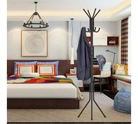 Quieting Clothes Stand 12 Hooks Coat Rack Stand 175cm For Jacket Rack Umbrella Clothes Holder,Floor Standing Rack Clothes Hanger Hooks Black