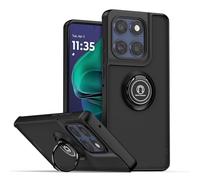 QUIETIP Case Compatible with Moto G Stylus 2025 & Edge 60 Stylus,TPU + Hard PC Magnetic Ring Car Mount Stand Cover,Black