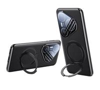 QUIETIP Case for Huawei Pura 80 Pro with Screen Protector,Compatible with MagSafe with 360 Magnetic Rotatable Ring Stand Cover,Black