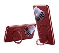 QUIETIP Case for Huawei Pura 80 Pro with Screen Protector,Compatible with MagSafe with 360 Magnetic Rotatable Ring Stand Cover,Red
