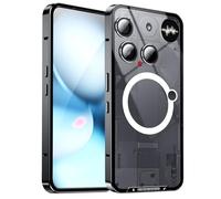 QUIETIP Case for Nothing Phone 3 with Screen Protector,Compatible with MagSafe Cases Metal Frame + PC Frosted Back Protection Cover,Black