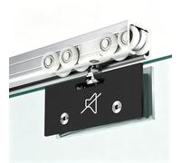 Quietly Sliding Glass Door Track with 8-Roller System, Glass Bypass Door Rail and Hardware Kit, Single Door Aluminum Guide Hardware for Shower(Black,360cm/141.7in)