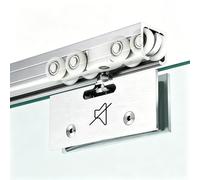 Quietly Sliding Glass Door Track with 8-Roller System, Glass Bypass Door Rail and Hardware Kit, Single Door Aluminum Guide Hardware for Shower(Silver,100cm/39.4in)