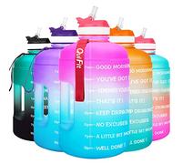 QuiFit 3.78 Litre Motivational Water Bottle - with Straw & Time Marker,Wide Mouth,BPA Free,Reusable,Ideal for Gym,Outdoor Sport,Home & Office (Pink/Blue Gradient, 3.78 Liter)